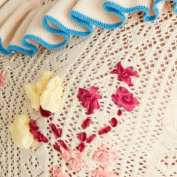 NWT LoveShackFancy Rennley Knit Sweater in Beige M $326 - Picture 6 of 8